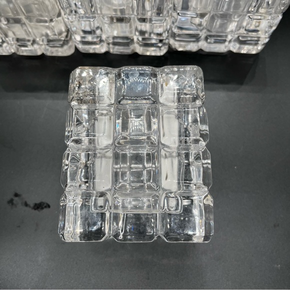 Vntge Crystal block candleholders set of 2 lg brick votive tea light holders - Picture 12 of 16